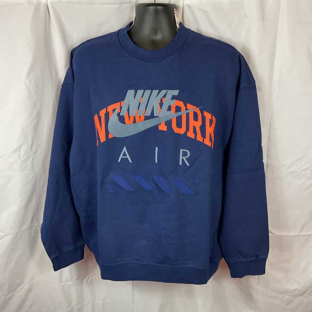 Nike Air NYC Fleece Oversized Crew Neck Sweater HQ1101-492 Men's Medium Knick's